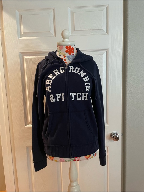 Abercrombie & Fitch Jackets & Blazers - Abercrombie & Fitch Navy Zip Hoodie with Front Logo NWT